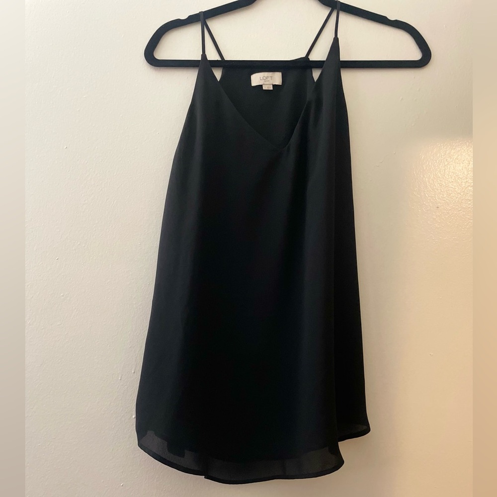 LOFT Black Medium V-Neck Blouse-NTWO